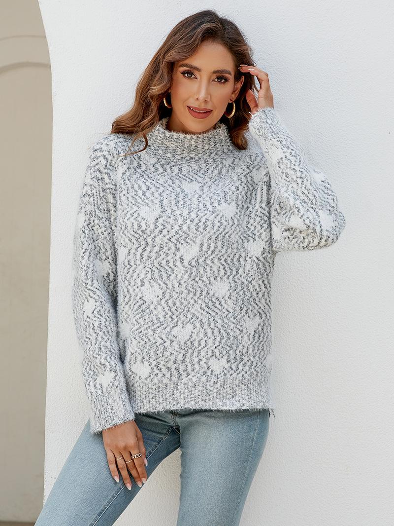 ZIMOXUAN женский повседневный свитер с принтом в виде сердца — фото 4