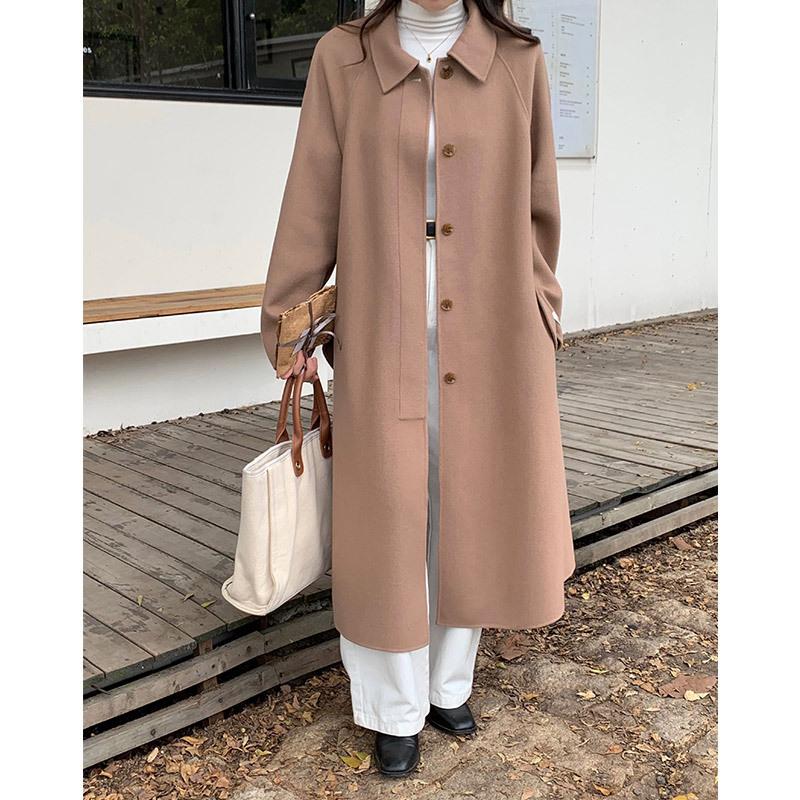 Casual Removable Cape Cashmere Coat Women's Single-breasted Warm Double-sided Hand-sewn Woolen Coat