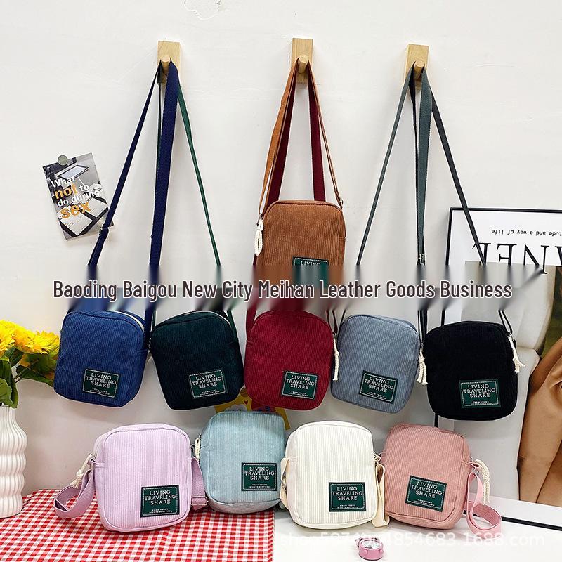 Korean Fashion Women's Corduroy Square Shoulder Bag - 2023 New Style Simple Crossbody