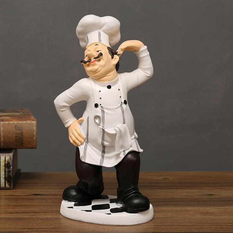 Artistic Miniature Chefs Statue Resin Cooking Craft Figurine Collectible Ornament For Kitchen and Dining Room Display