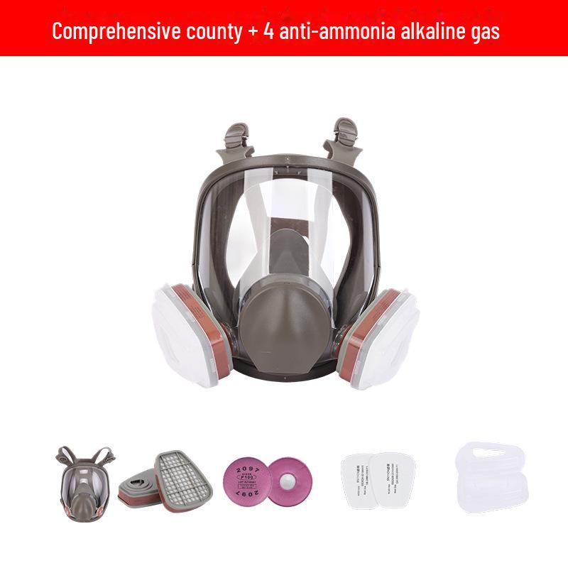 Full Face Silicone Gas Mask for Spray Painting, Chemical Pesticide Protection, Anti-Gas Filter, Wide View.