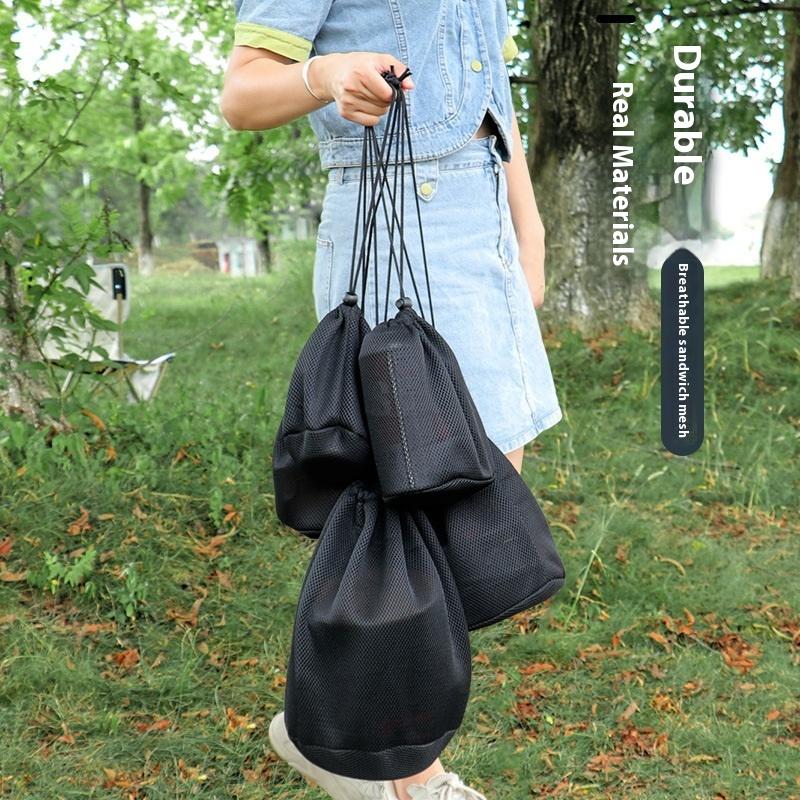 Outdoor Camping Aufbewahrung Schutzbeutel Tragbar Picknick Kochgeschirr Netztasche Kordelzugtasche BBQ Wasserbecher Geschirr Organizer