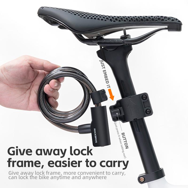 ROCKBROS Bicycle Lock Portable Anti-theft Bike Cable Lock with Keys Zinc Alloy Motorcycle Scooter MTB Road Round Cycling Lock