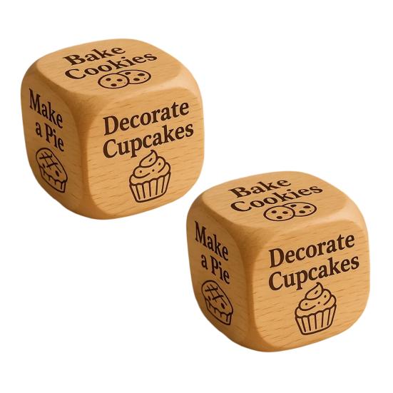 1/2/3/5/6/8Pcs Wooden Quilter Dice with 6 Engraved Quilting Tasks Solid Wood Quilting Embroidery Knitting Projects Baking Drinking Decision Dice Tools