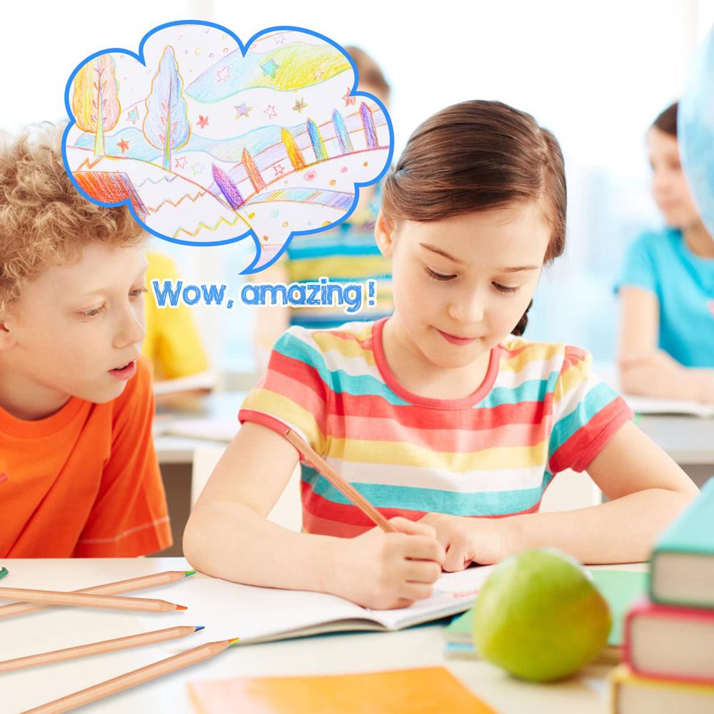 12pcs Rainbow Seven Color Gradient Colored Pencil Creative Painting Graffiti Children' Crayons Coloring Sketching Student Gifts