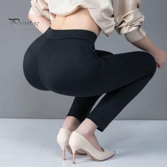 Mother Spring Pants High Waist Casual Stretch Pockets Solid Color Match Top Slim Fit Plus Size Pencil Women Clothing