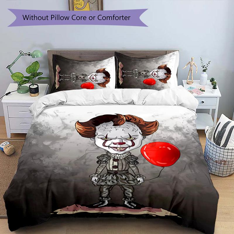 3pcs Pennywise the Dancing Clown pattern bedding set duvet cover set includes duvet cover &pillowcases, perfect all season bedroom decoration & gift