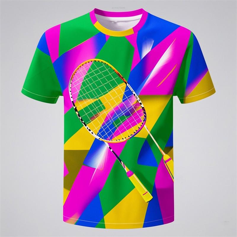 New Badminton 3D Print T-Shirts Shuttlecock Men Women Fashion Streetwear Short Sleeve T Shirt Cool Kids Tees Tops Man Clothing