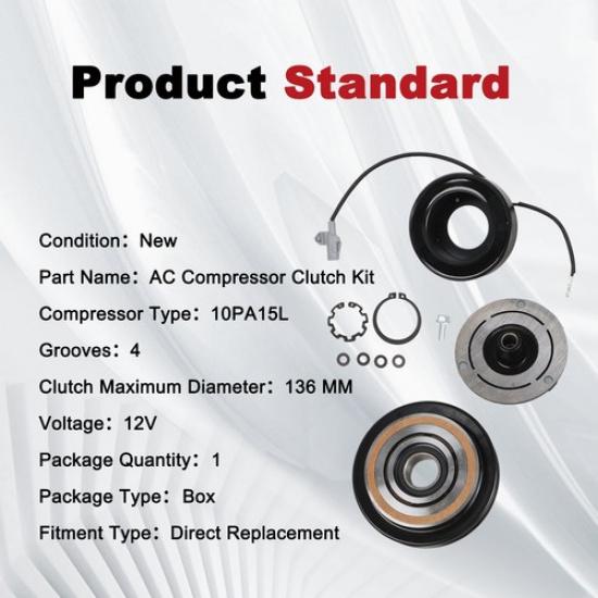 New A/C Compressor Clutch Kit for 1995-2004 Toyota Tacoma Base V6 3.4L 10PA15L