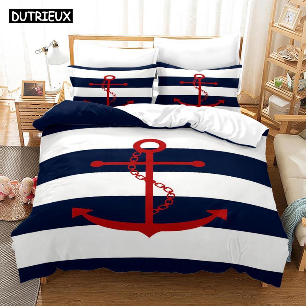 Nautical Ocean Anchor Bedding Sets 2022 Ocean Spirit Duvet Cover Bedding Set King Queen Bed Linen With Pillowcase Bedclothes