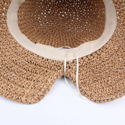 Straw Summer Hats Women Ladies Fashion Foldable Beach Sun Hat Brimmed