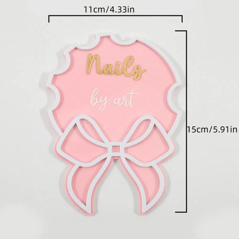 

Handheld Bow Nail Technician Sign Nailfie Prop Beauty Salon Advertising Nail Artist Business Gift Social Media Picture Nail Prop рожевий