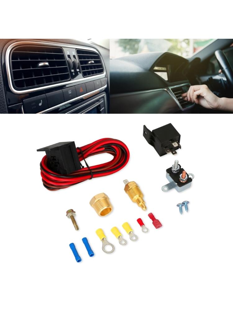 3/8" 175~185 Electric Engine Fan Thermostat DC12V 60A Temperature -Switch Sensor Kit for 265 283 305 307 383 Engine