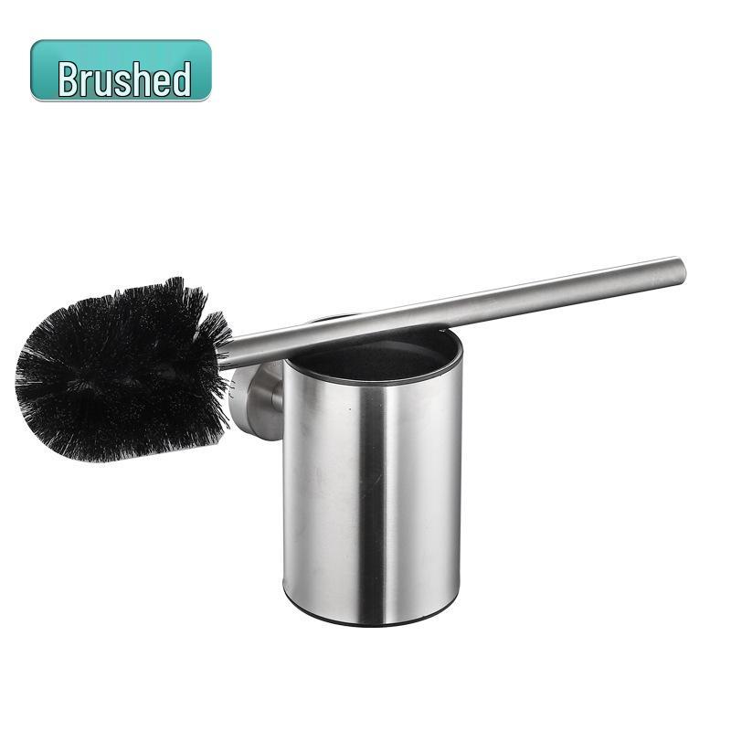 Wall-Mounted Stainless Steel Toilet Brush: No Dead Corners, No Punching Required, Perfect for Home Bathroom Cleaning.