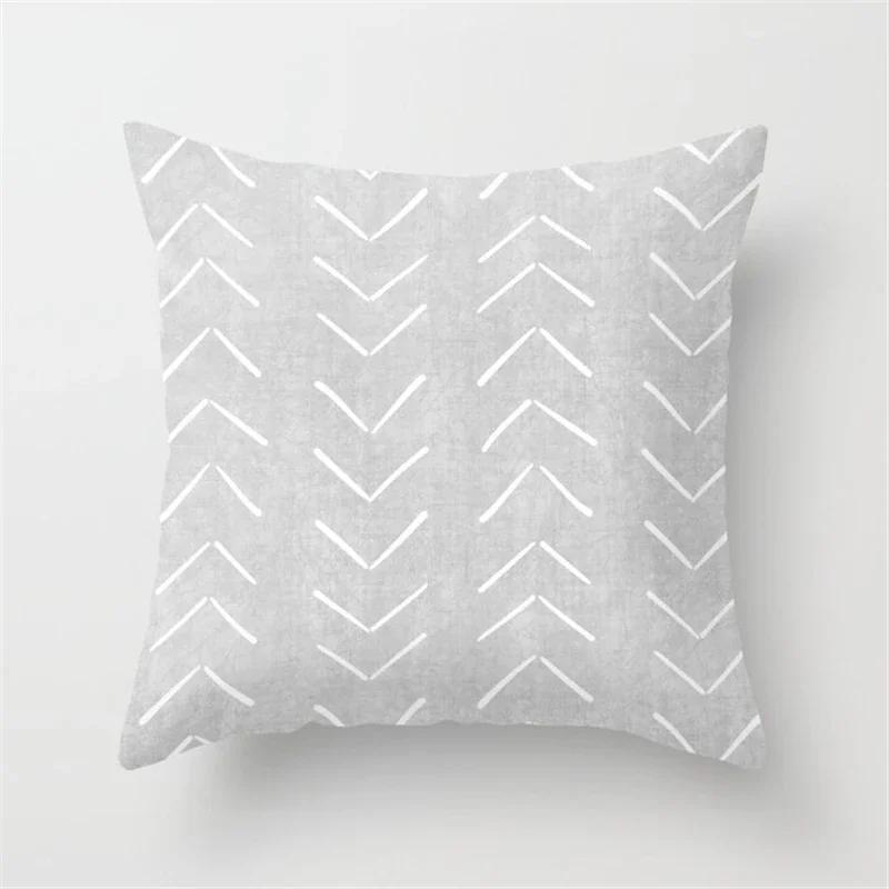 New Nordic Grey Geometric Pillow Covers Polyester Throw Pillows Cover Modern Fashion Livingroom Sofa Bed Cushion Cover 45X45cm