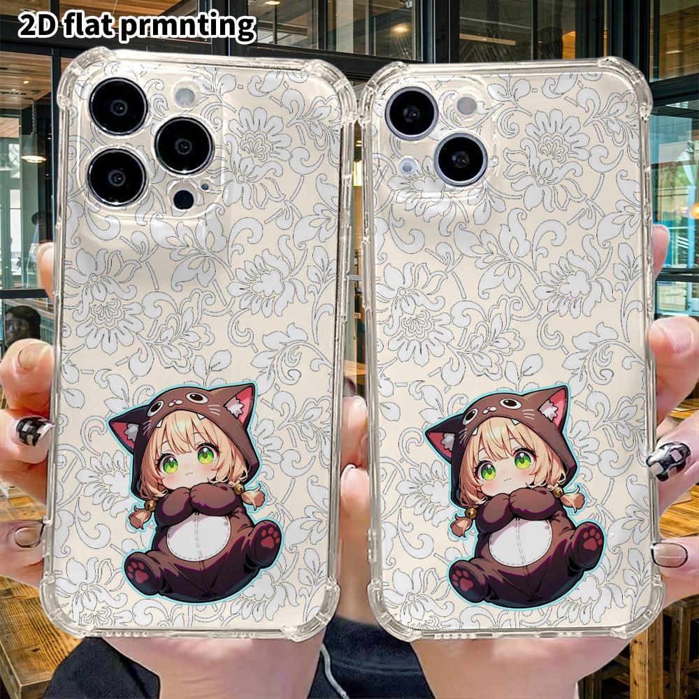 Phone Case: 2D flat suitable for iPhone 18 17 16 15 14 13 Pro, transparent four corner protective case, black cat all in one, Christmas and Halloween