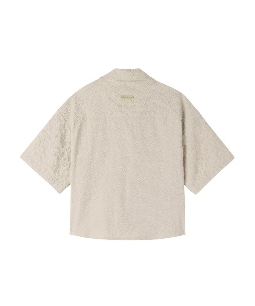 BROMPTON LONDON W Seersucker Half Sleeve Shirtket - L/Beige (P262Wsh180)