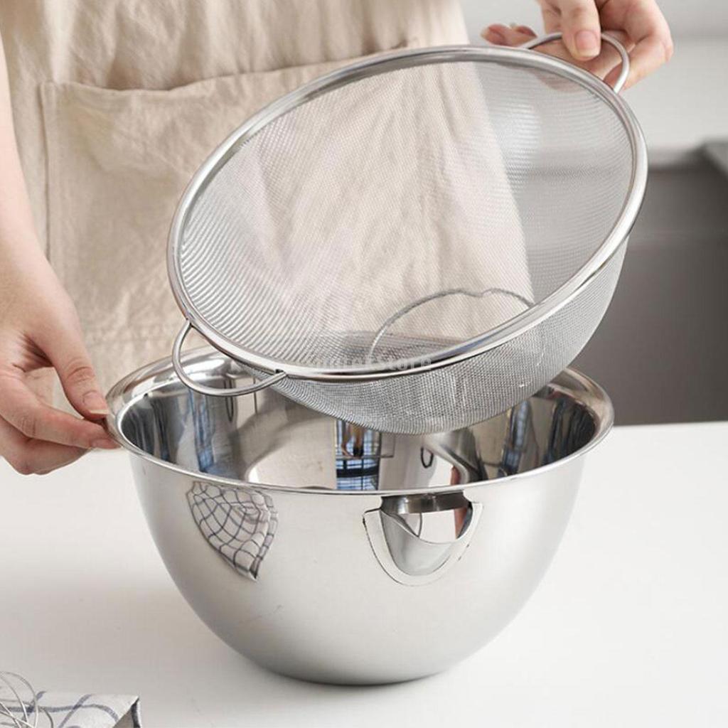 Colander with Bowl Set with Handles Rice Rinser Large Capacity Food Strainer 304 Stainless Steel Microporous Colander