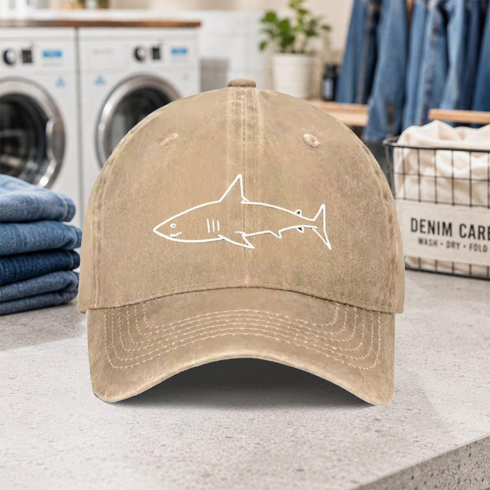 Shark Pattern Washed Baseball Cap Adjustable Lightweight Duckbill Cap for Parties Fashion Outfits Birthday Gift
