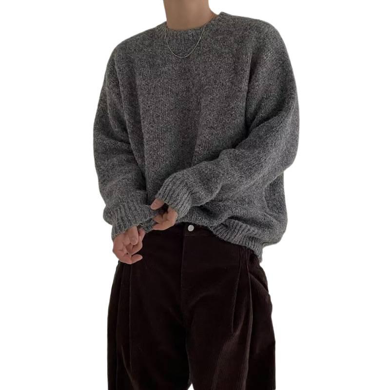 Autumn Men's Retro Korean Lazy Style Knit Pullover Sweater