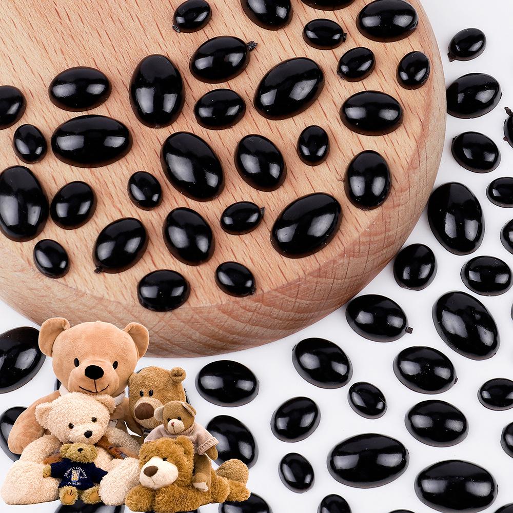 50-200pcs Black Plastic Safety Oval Simulated Eyes Nose DIY Stuffed Toys TeddyBear Eye For Doll Handmade Decoration Accessories