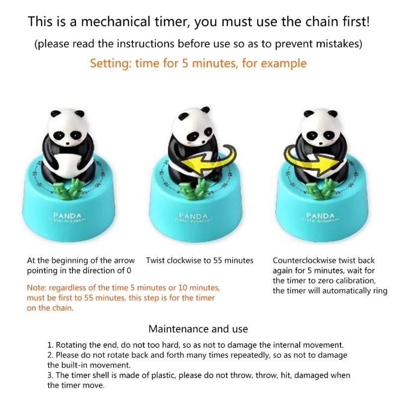 Household Kitchen Timer Cute Panda Cooking Baking Timers Mechanical Countdown Alarm Clock Time Management Tool Kitchen