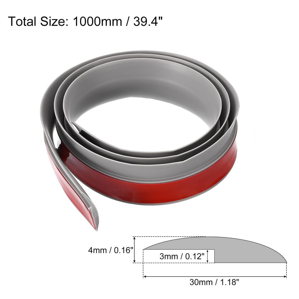 Uxcell Floor Transition Strip Self Adhesive Carpet Transition Edge Trim Strip 1 Meter PVC Floor Strip for Height 3mm and Less Gray 3.3ft