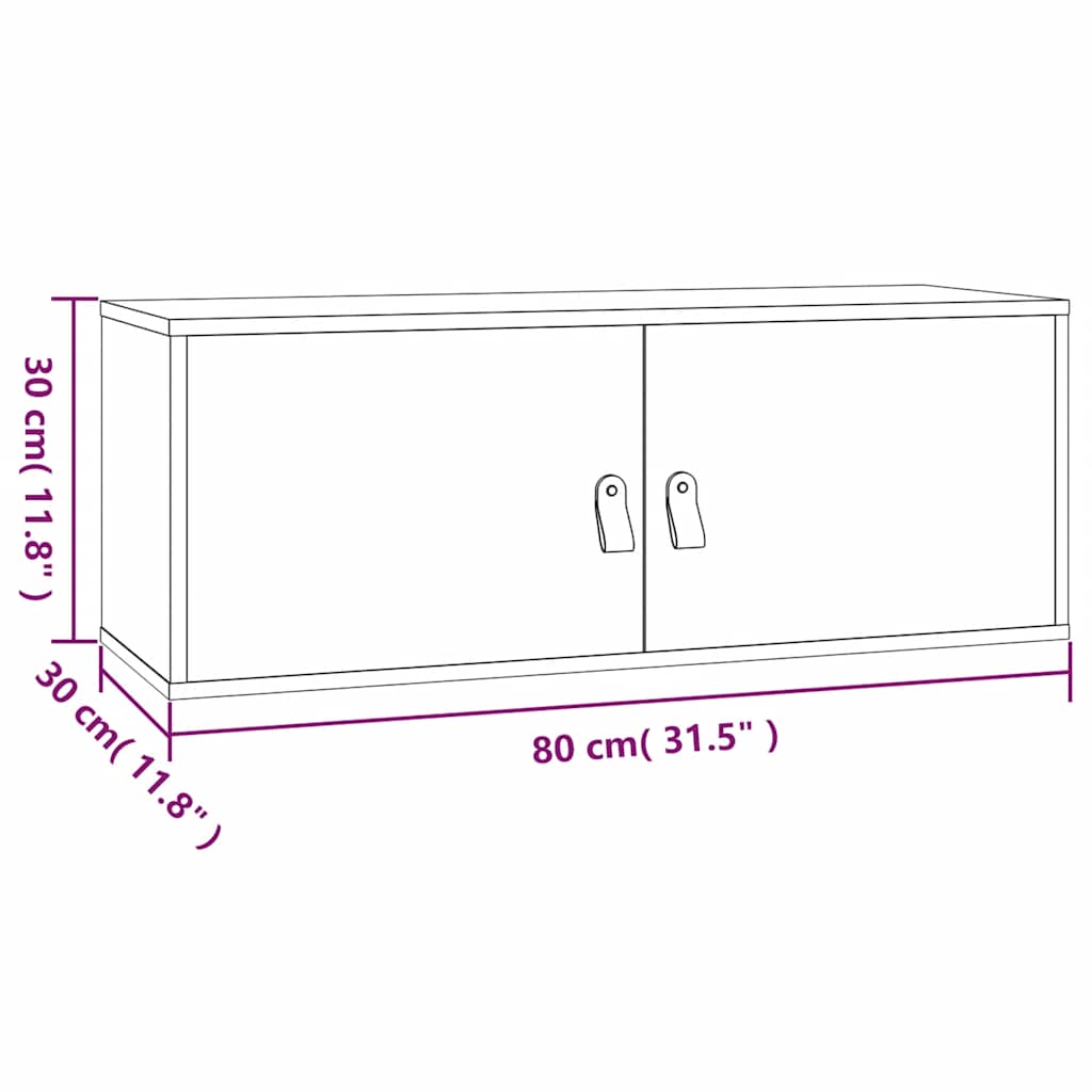 Wall Cabinet White 80 x 30 x 30 cm Solid Pine Wood