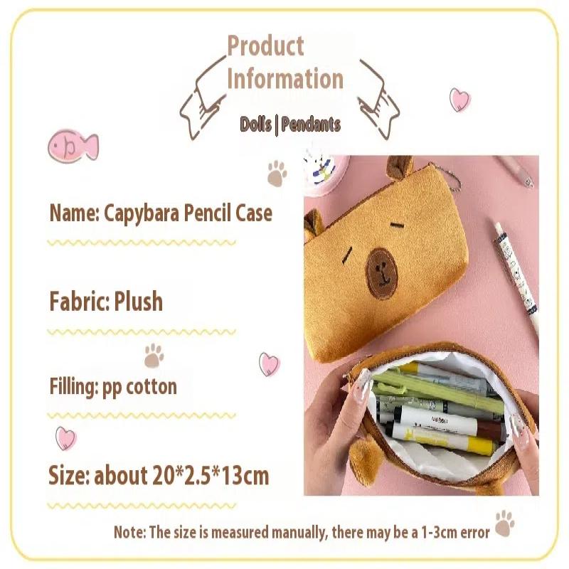 Guinea Pig Capybara Plush Pen Bag Large Capacity Stuffed Capybara Plush Pencil Case Plush Doll Animal Guinea Pig Pen Pouch