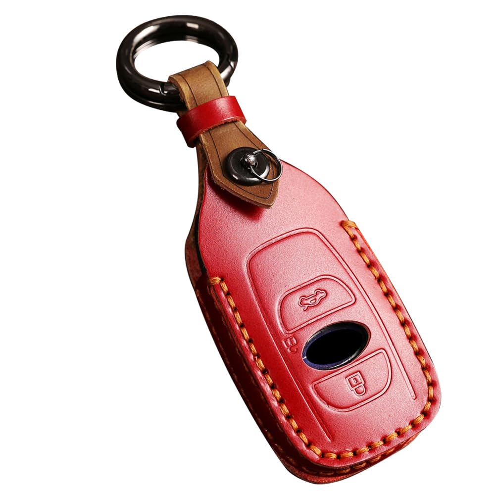 

LETINGFAR Key Case, Smart Key Case, Key Cover, Key Holder, Cowhide Leather, 3 Buttons, красный