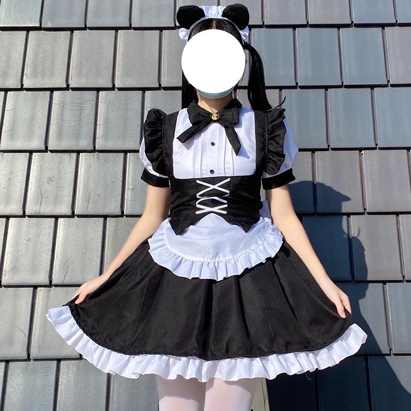 New Black And White Lolita Gothic Maid Uniform Halloween Lolita Women's Dress