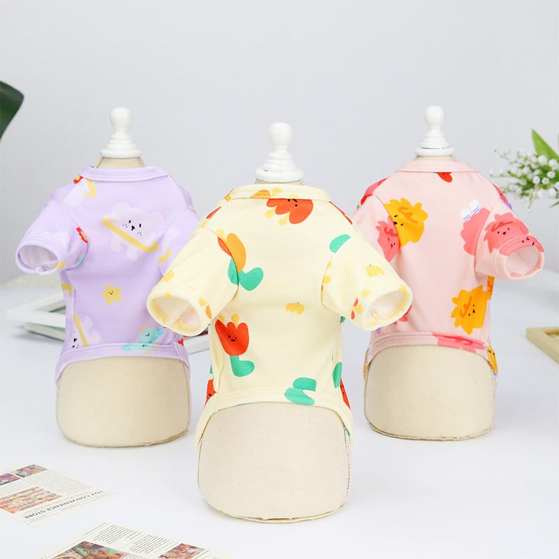 Pet Clothing Cartoon Animal Dog Clothing Printing T-shirt Thin Section Small Medium Dog Vest Short Sleeve  Clothing