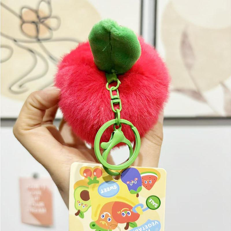 Collectible Plush Fruit Keychains Featuring Charming Characters Like Strawberry Cherry And Eggplant