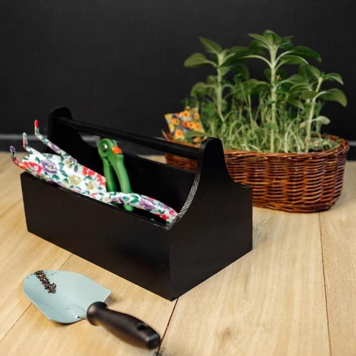 Boîte À Outils Noire En Bois Avec Poignée - CREATIVE DECO - 34 X 18 X 20,5 Cm - Rangement - Boîte Cadeau