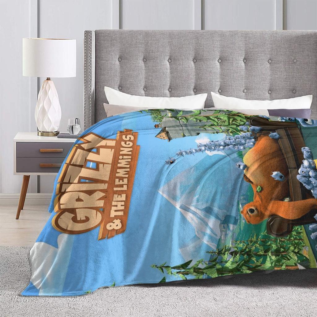 Grizzy and the Lemmings Blanket Quality Soft Warm Bedding Throws Spring Child Home Decor Funny Bedspread