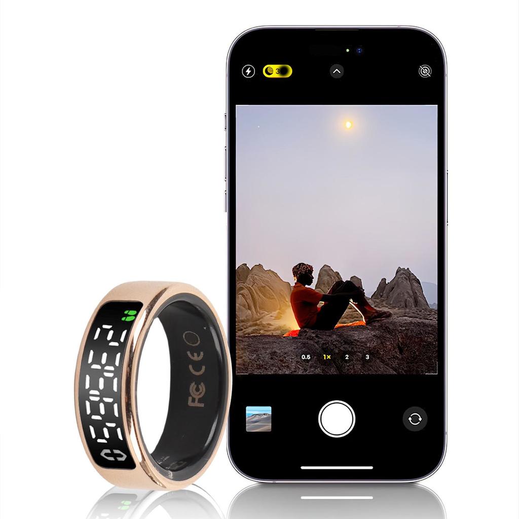 Fitness Tracker Ring mit Displaybildschirm Video Page Turner Kamerasteuerung 50 Meter Wasserdichtigkeit Sma