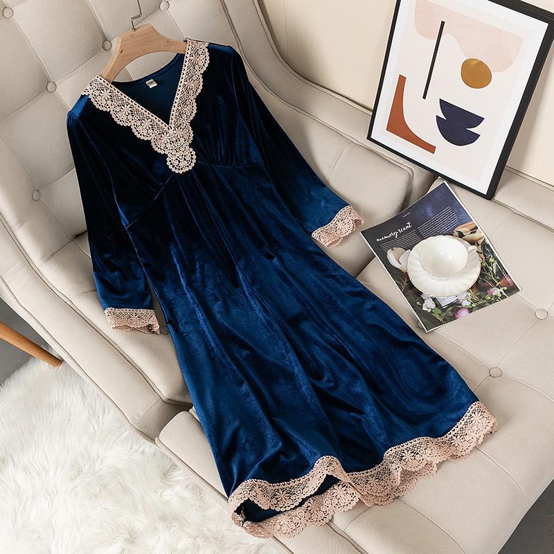 Velvet Pajamas Women's Pajamas V-neck Nightgown Velvet Pajamas Pajamas New Underwear Home Clothes