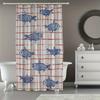 Checkered Fish Pattern Printed Shower Curtain Patterned Shower Curtain For Bathroom Separation And Decoration