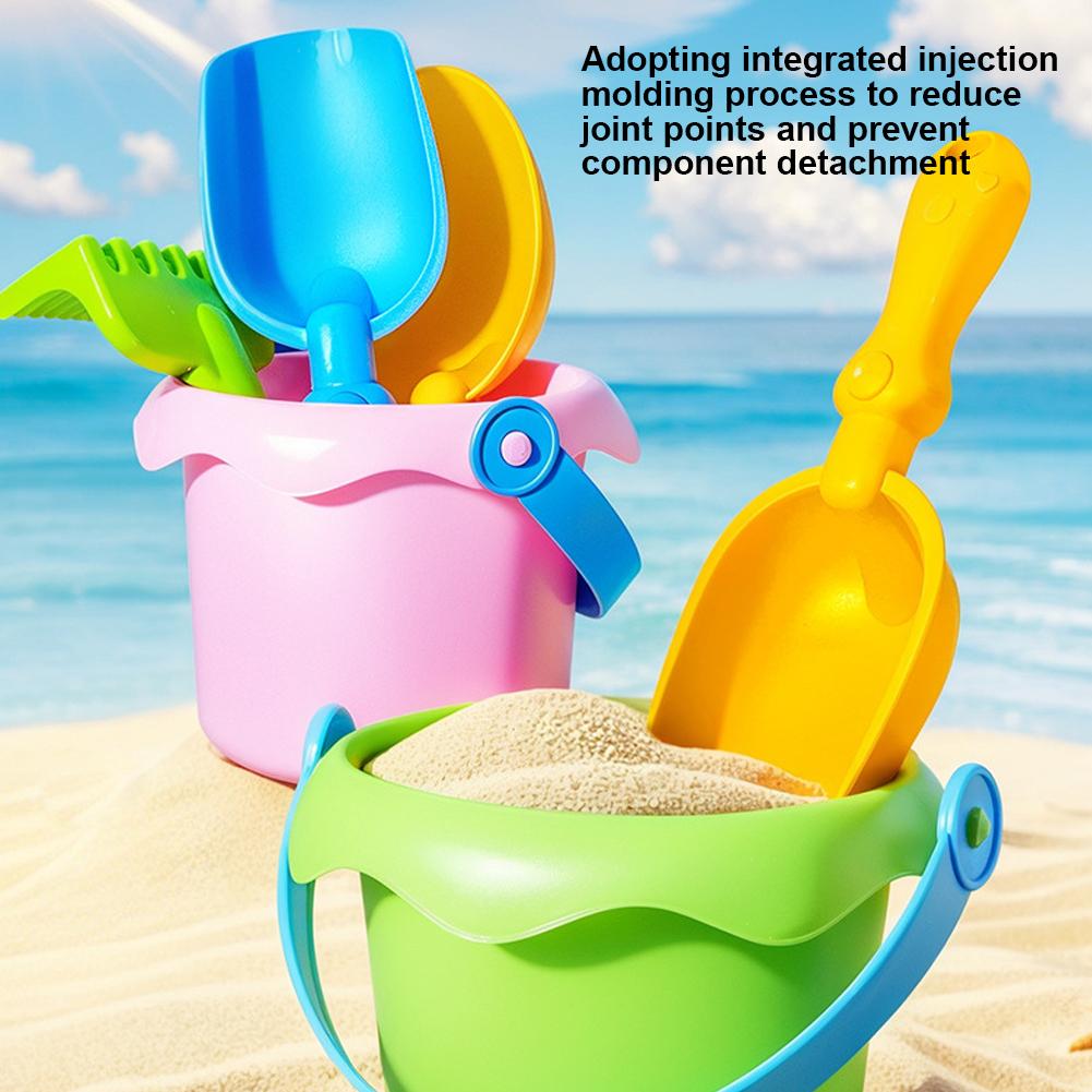 4Piece Kids Beach Sand Toy Set Water And Sand Shovel Beach Bucket Soft Rubber Summer Children Playing With Sand Toys