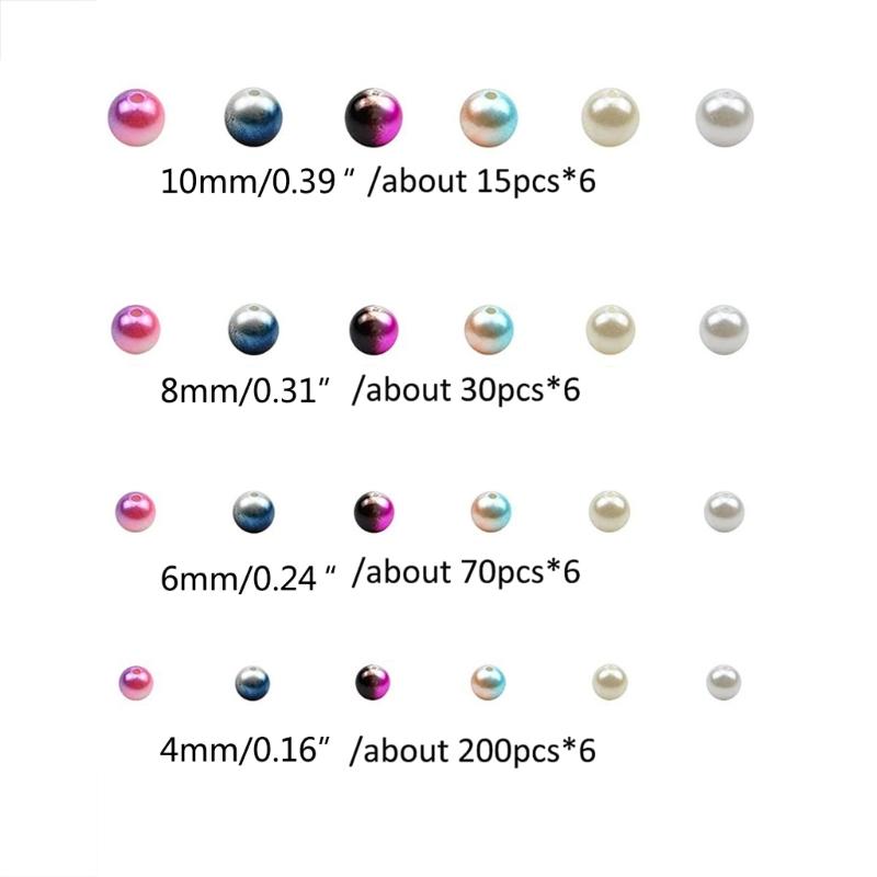 1890Pcs Changing Color Pearl Beads Set for Jewelry Making DIY Crafts Elegant Spacer Beads with Holes Round Beads DIY