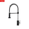 304 Stainless Steel Brushed Gold, Black & White Kitchen Pull-Out Spring Faucet
