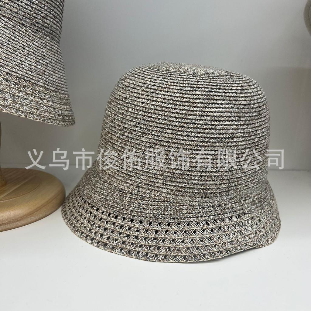 New Striped Hat Top Hollow Small Standard Bucket Hat Spring and Summer Breathable Travel Simple Casual Sunscreen Basin Hat Women
