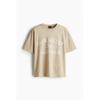 H M PrinTed T sHirT Loose fiT ligHT Beige Napa Valley