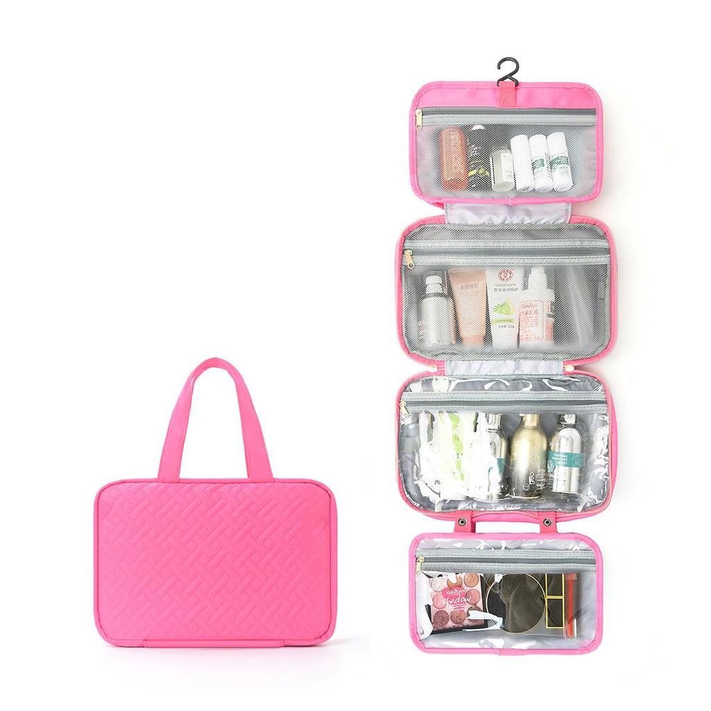 Travel-Friendly Multi-Color Hanging Toiletry & Makeup Bag with Wet and Dry Compartments