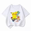 Potdemiel Kids Cotton Tshirt Cute Pikachu Cartoon Print Summer Short Sleeve Boys Girls Casual Crew Neck Tops