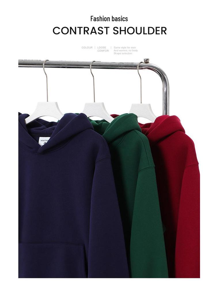 Retro Heavyweight 480g Hooded Sweatshirt - Thick Fleece Drop Shoulder Pullover for Men and Women