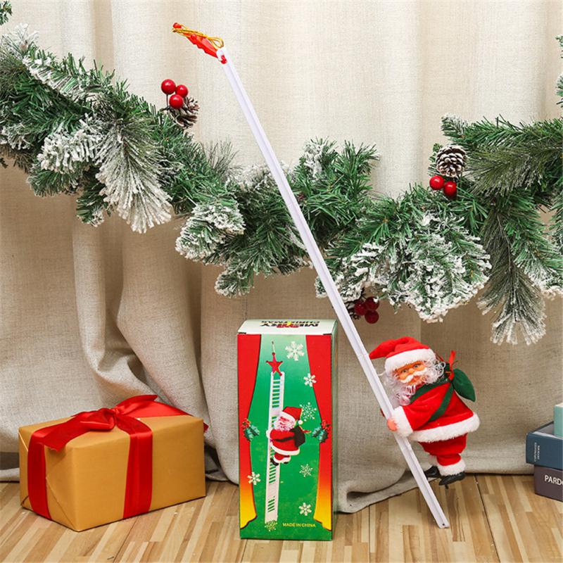 2025 NewYear Christmas Tree Hanging Decor Electric Climbing Ladder Santa Claus Doll Toys Music Christmas Ornaments Gift Merry