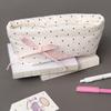 Tear Resistant Large Capacity Stationery Bag Polka Dot Bow Portable Student Pencil Pouch for School Use