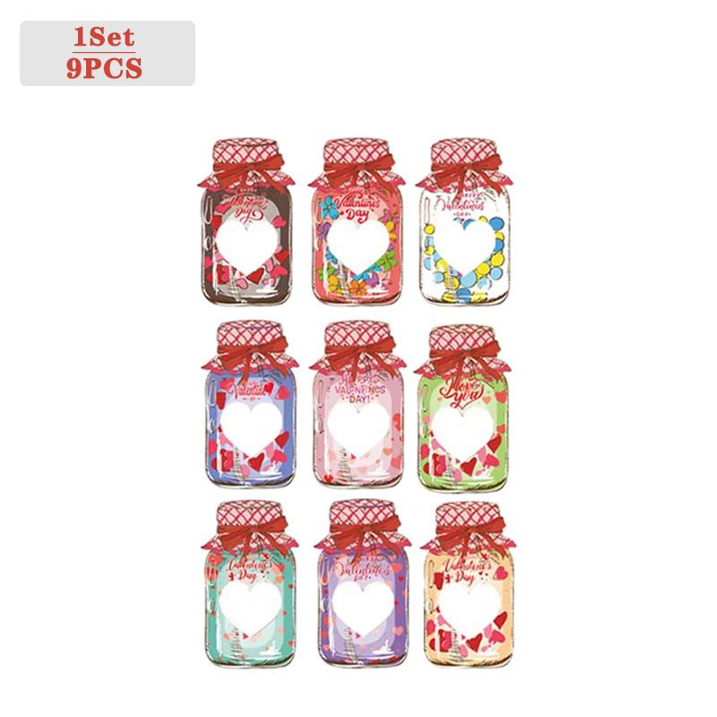 

9-90 шт. Поздравительная открытка в виде банки с конфетами ко Дню святого Валентина, сумка для сладостей на тему Дня святого Валентина, изысканная поздравительная открытка в виде банки с конфетами для пары As shown