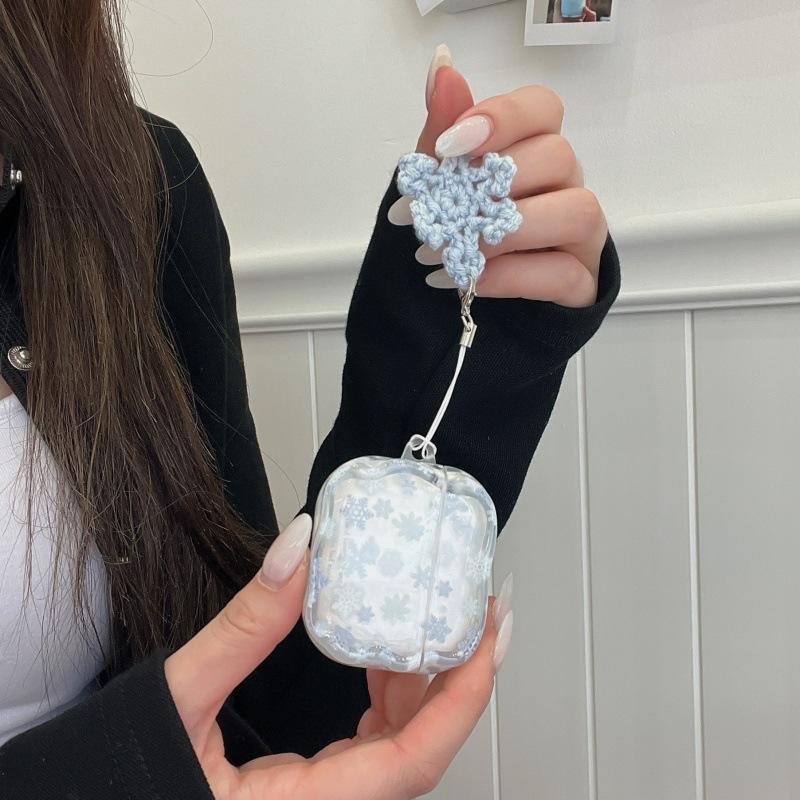 Hanfeng Full Screen Transparent Blue Snowflake Suitable for Apple AirPods 1 Wireless Bluetooth Headset Case 1/1 Generation Headset Cover
